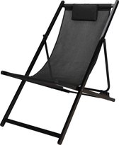 Outdoor Strandstoel Aluminium - vouwstoel - ligstoel - campingstoel - Zwart
