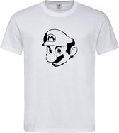 Wit T shirt met Zwart "Mario" print size XXL ( unisex )