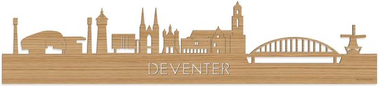 Skyline Deventer Bamboe hout - 100 cm - Woondecoratie - Wanddecoratie - Meer steden beschikbaar - Woonkamer idee - City Art - Steden kunst - Cadeau voor hem - Cadeau voor haar - Jubileum - Trouwerij - WoodWideCities