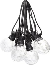 LED Lichtsnoer - Aigi Suci - Warm Wit 2700K - 1.77W - 8 Meter - 10 LED's Transparant - Waterdicht IP44 - Zwart - BSE