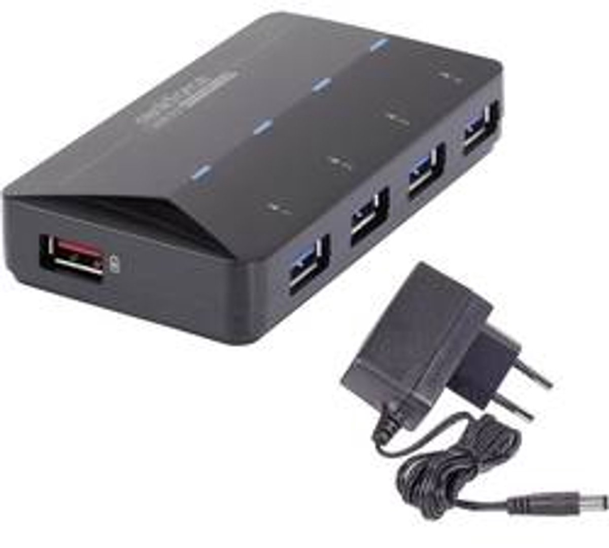 Renkforce USB-hub 4 poorten Met snellaadpoort, Met status-LED's Zwart