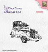 CT031 Stempel Nellie Snellen - Clear Stamps Christmas time - Kerstboom op auto - den - driving home for christmas