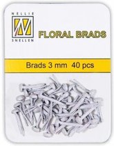 Nellie Snellen Floral Glitter Brads 3mm - 40stuks - Wit