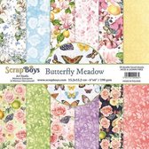 ScrapBoys Butterfly Meadow paperpad 24 vl+cut out elements-DZ BUME-09 190gr 15,2 x 15,2cm