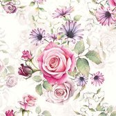 CraftEmotions serviettes 5 pièces - Roses rose et lilas 33x33 centimètres Ambiente