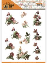 Rode bloemen en paddenstoelen 3D-Pushout Nature's Gift by Precious Marieke