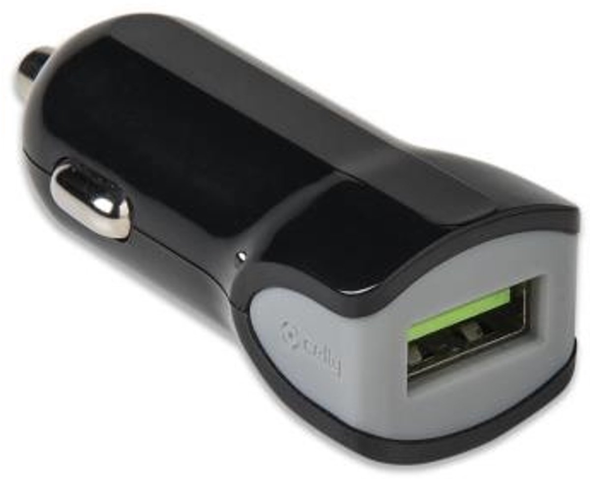 Celly Autolader 1 USB-A - 2.4A - LED indicatie - Lichtgewicht - Zwart