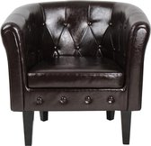Trend24 - Chesterfield zitstoel - Lounge stoel - Synthetisch leer - Bruin- Diamantpatroon
