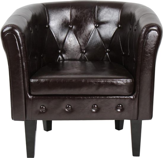Opname Handvol Uitgaven Trend24 - Chesterfield zitstoel - Lounge stoel - Synthetisch leer - Bruin-  Diamantpatroon | bol.com