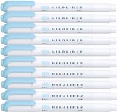 Zebra Mildliner Double-Sided Highlighter - Fine / Bold – Mild Blue Set van 10 verpakt in een Zipperbag