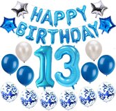 Feestversiering Happy Birthday 1 Jaar of 3 Jaar of 13 Jaar Party Feestje - Ballonnen - Verjaardag banner - Blauw