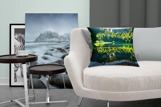 Sierkussen décoratif Forêt-Noire pour l'intérieur - Vue depuis la côte du Feldsee dans la Forêt-Noire allemande - 40x40 cm - Coussin intérieur carré en coton
