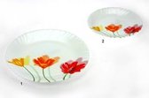 Flowerly - Plat Bord - Wit - 25cm - Opaal - (set van 6)