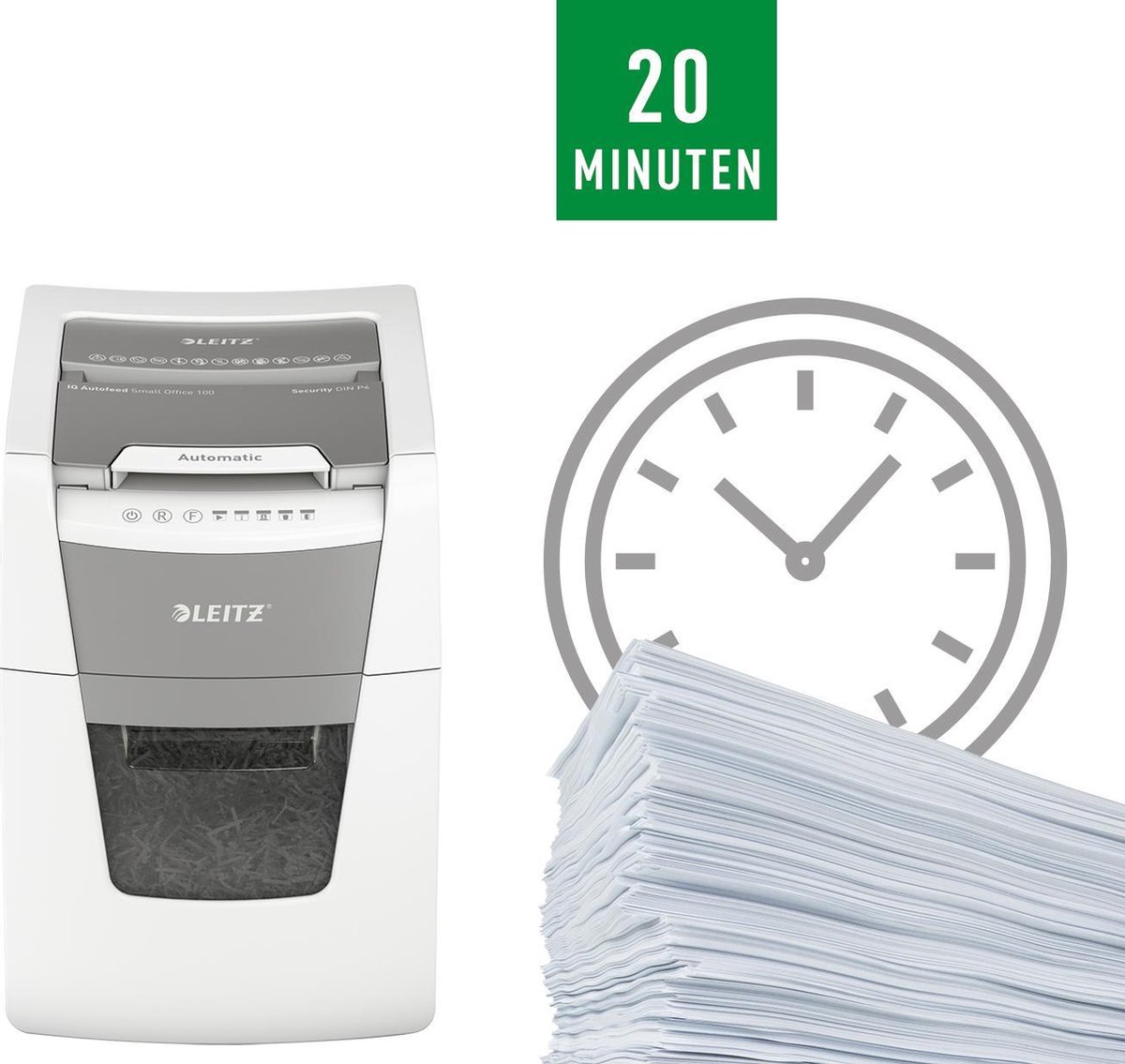 Leitz IQ Autofeed+ Small Office 100 Stille Papierversnipperaar thumbnail 3