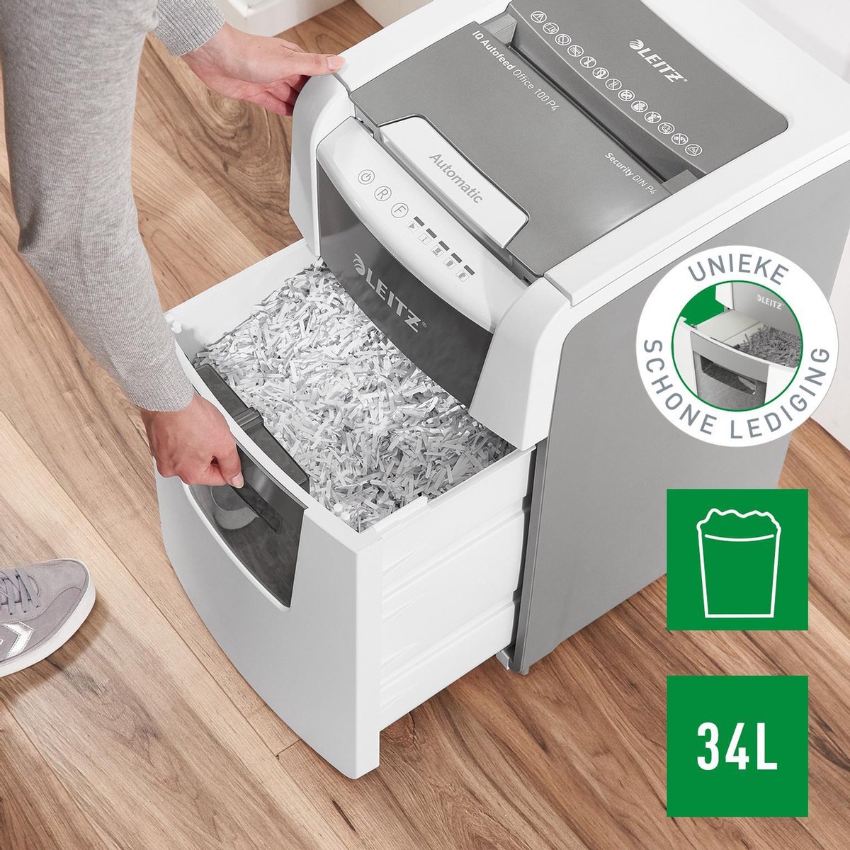 Leitz IQ Autofeed+ Small Office 100 Stille Papierversnipperaar thumbnail 2