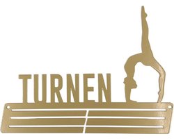 Omslag van Sparkle&Dream Medaillehanger 'Turnen' 3 Laags Goud - voor turnen en gymnastiek