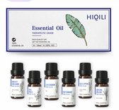 Etherische olie, doos van 6 flesjes van 10 ml, Tea tree,orange,peppermint,lavendel,citroengras,eucalyptus.