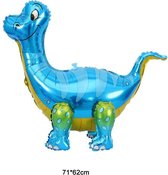 Dinosaurus ballon - blauwe dino - XL ballon - 71x62cm - folieballon - stoere dino ballon - heliumballon -luchtballon  - kinderfeest - voor jongens en meisjes