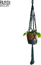 Pandi - Macramé Plantenhanger - Donker Groen - 105 CM