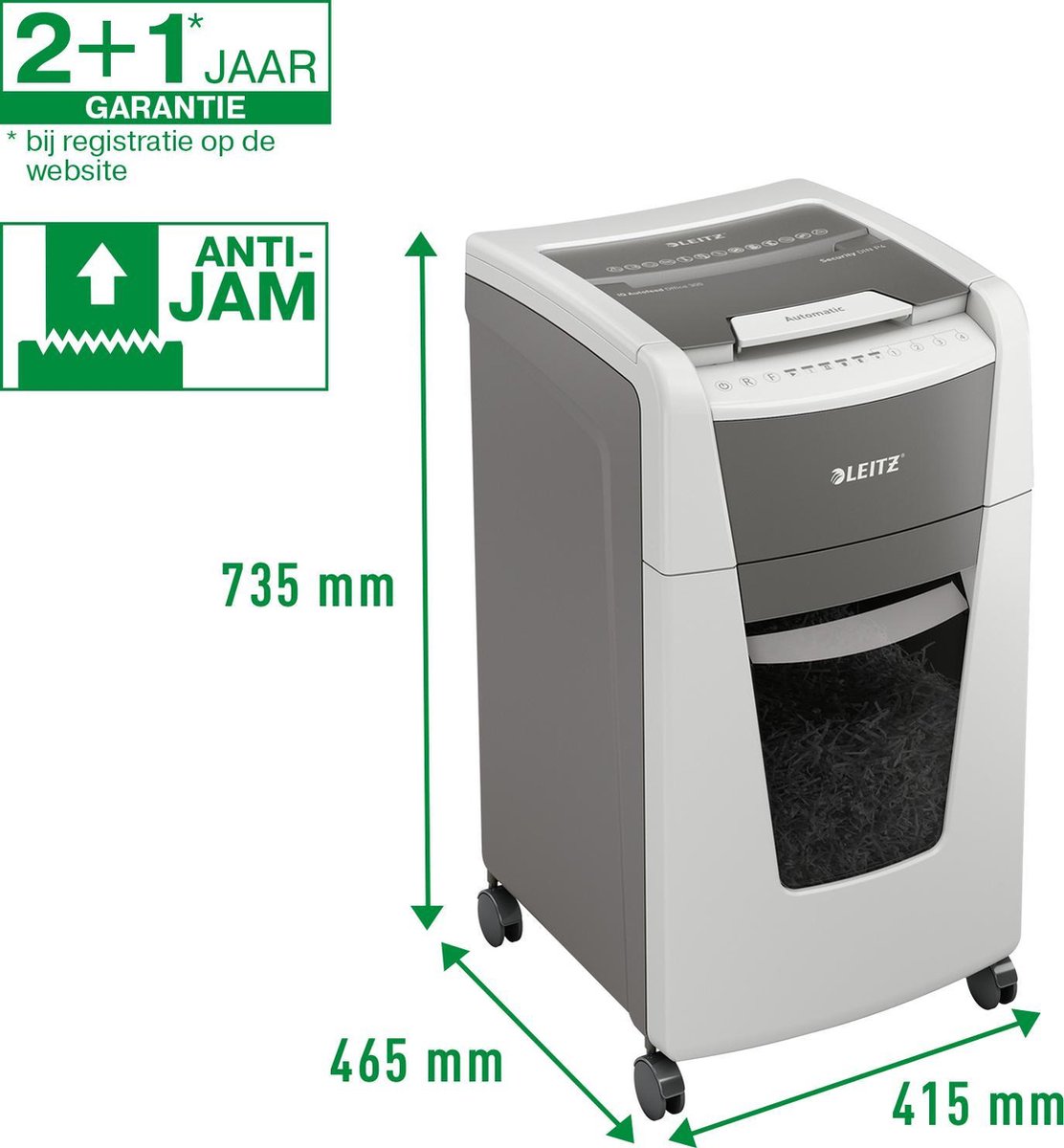 Leitz IQ Autofeed+ Office 300 Stille Papierversnipperaar thumbnail 6