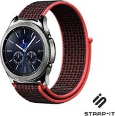 Nylon Smartwatch bandje - Geschikt voor  Samsung Gear S3 Classic & Frontier nylon bandje - zwart/rood - Strap-it Horlogeband / Polsband / Armband