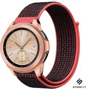 Nylon Smartwatch bandje - Geschikt voor Strap-it Samsung Galaxy Watch 42mm nylon bandje - zwart/rood - Strap-it Horlogeband / Polsband / Armband