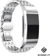 Stalen Smartwatch bandje - Geschikt voor Fitbit Charge 2 stalen draak bandje - zilver - Strap-it Horlogeband / Polsband / Armband