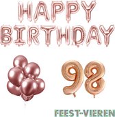 98 jaar Verjaardag Versiering Ballon Pakket Rosé Goud