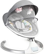 COSTWAY Elektrische Baby Schommelstoel, Babyschommel met 5 schommels, Amplitude & 3-fasen timerfunctie, Schommelstoel met afneembare plafond mugge klamboe en 2 speelgoed, 9 kg gewichtscapacit