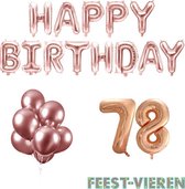 78 jaar Verjaardag Versiering Ballon Pakket Rosé Goud