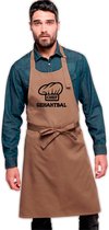 Keukenschort Chef Gehaktbal - Heren Dames - Horecakwaliteit - One size - Verstelbaar - Wasbaar - Cadeau BBQ Feest - Beige