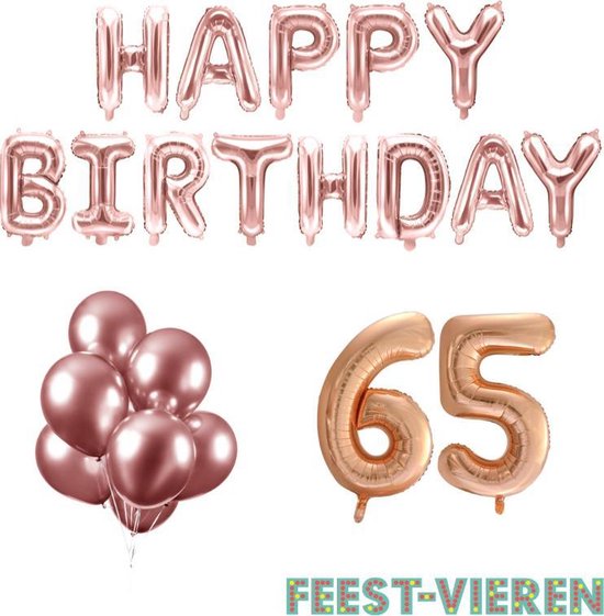 bol.com | 65 jaar Verjaardag Versiering Ballon Pakket Rosé Goud