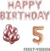 5 jaar Verjaardag Versiering Ballon Pakket Rosé Goud