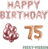 75 jaar Verjaardag Versiering Ballon Pakket Rosé Goud