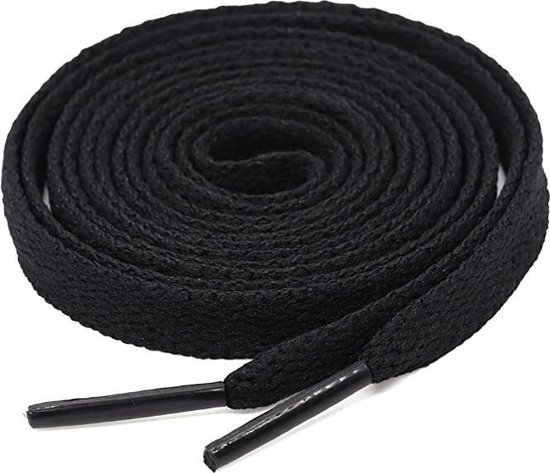 Foto: Schoenveters veters sneakerveters fat laces plat zwart veterlengte 130 cm breedte 10 mm