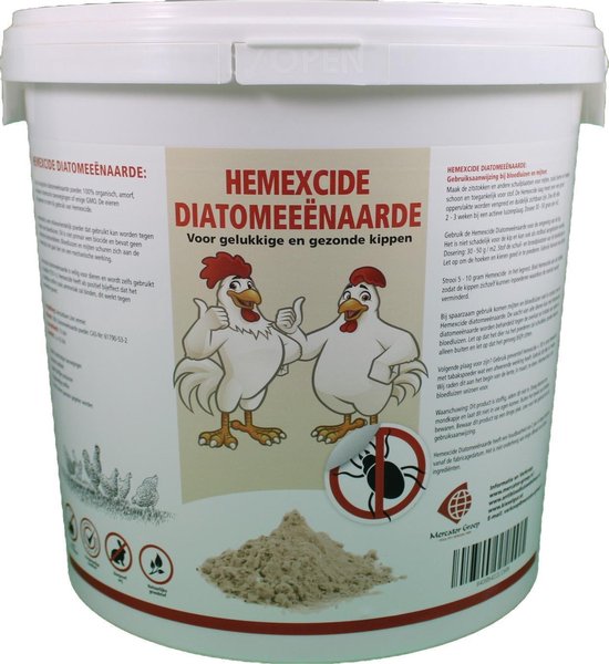 Diatomeeënaarde 10 liter poeder - Hemexcide - bloedluis - kippen