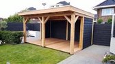 Douglashout overkapping - 5x3 - houtpakket zonder wanden - plat dak - staanders 15x15 - kwaliteit
