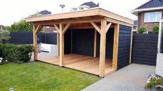 overkapping - 5x3 - houtpakket zonder wanden - plat dak - staanders 15x15... | bol.com