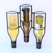 Luxe - Wijnrek - Wijnfleshouder - Metaal - Zwart - Flessenrek - Wijnaccessoires - Muur - 3 Flessen - 36cm x 40cm