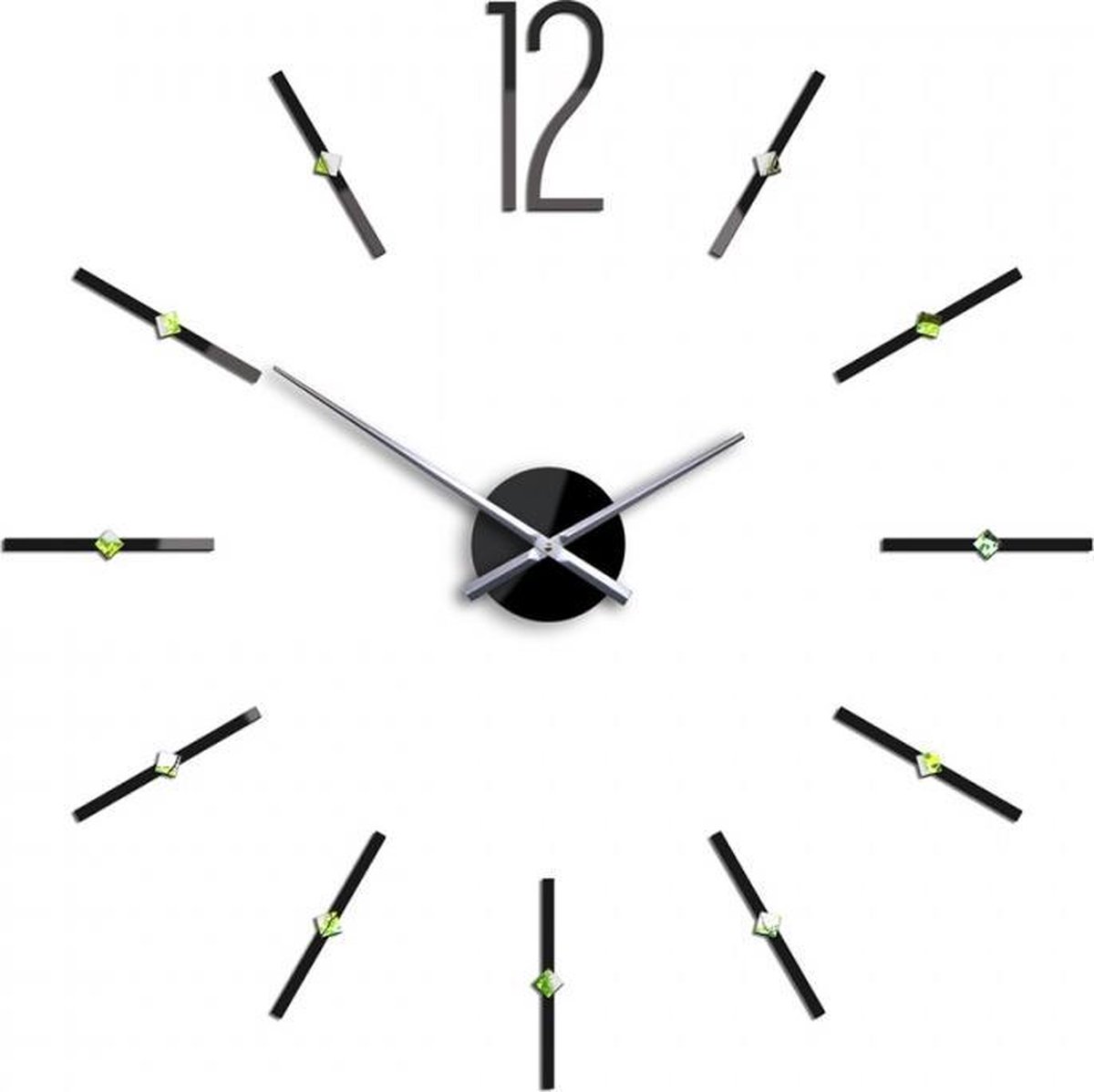 SOFIA Grote Moderne 3D Wandklok Zilver & Zwart Decoratieve Strepen Ø 80 CM