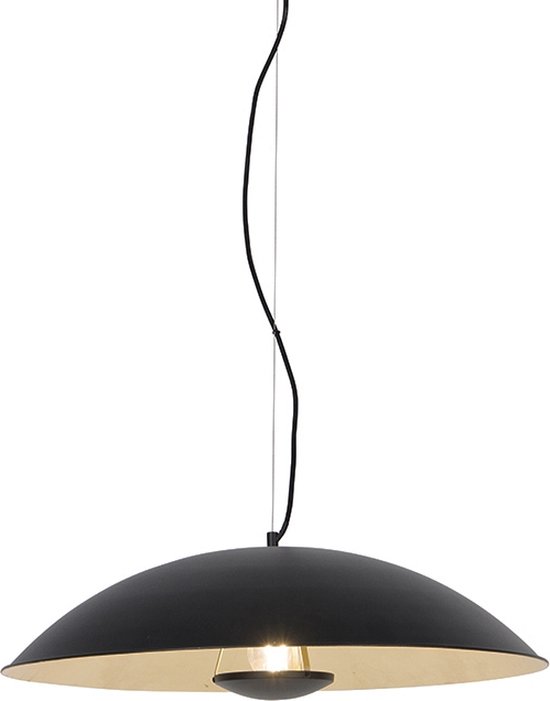QAZQA emilienne - Moderne Hanglamp eettafel - 1 lichts - Ø 60 cm - Zwart Goud - Woonkamer | Slaapkamer | Keuken