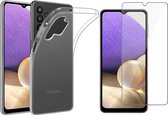 Samsung A32 Hoesje en Samsung A32 Screenprotector - Samsung Galaxy A32 5G Hoesje Transparant Case Cover Hoes + Samsung A32 Screenprotector