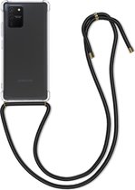 kwmobile telefoonhoesje compatibel met Samsung Galaxy S10 Lite - Hoesje met koord - Back cover in zwart / transparant