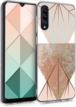 kwmobile telefoonhoesje voor Samsung Galaxy A30s - Hoesje voor smartphone in beige / roségoud / wit - Geometrische Driehoeken design