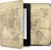 Housse kwmobile pour Amazon Kindle Paperwhite - Étui pour liseuse en marron / marron clair - Design de voyage Vintage