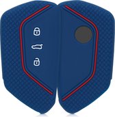 kwmobile autosleutel hoesje voor VW Golf 8 3-knops autosleutel - Autosleutel behuizing in donkerblauw / rood