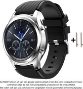 Zwart Siliconen Horlogebandje geschikt voor bepaalde 22mm smartwatches van verschillende bekende merken (zie lijst met compatibele modellen in producttekst) - Maat: zie maatfoto