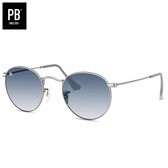 PB Sunglasses - Round Silver Gradient Blue. - Zonnebril heren en dames - Gepolariseerd - Ronde vorming - Zilver frame