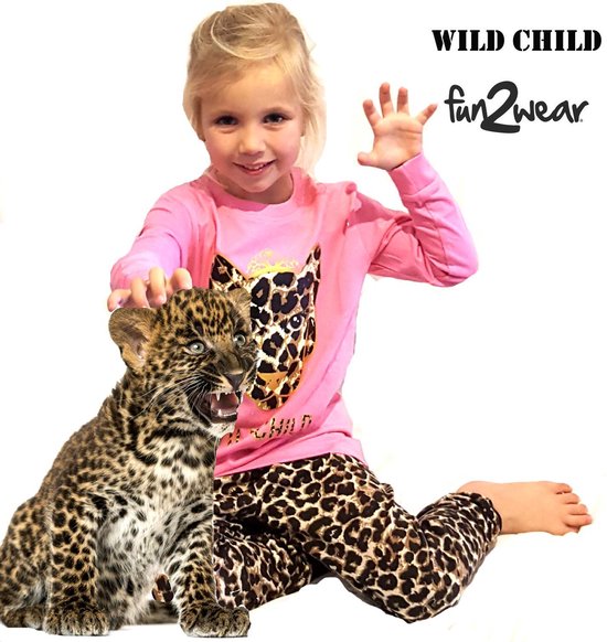 Fun2wear - kinder/tiener- pyjama - Wild Child - Roze - maat 170/176