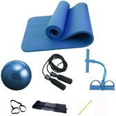 Yogaset 6 delig- Zachte yogamat - Pilates bal - Enkel stretcher - Springtouw - Inclusief hoes met band - Fitness equipment - Makkelijk meenemen - Ecovriendelijke TPE